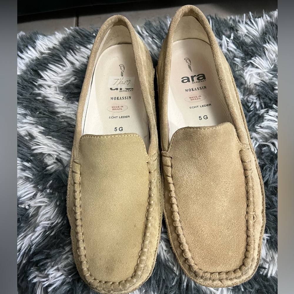 ARA MOKASSIN | Beige ECHT LEDER Leather Suede Size US 7.5-8 equivalent EUC